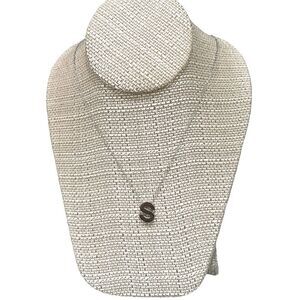 Silver Tone Stainless Steel  initial Pendant necklace Letter S